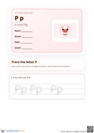 Essential Letter P Worksheet | Grade K-1 Printable