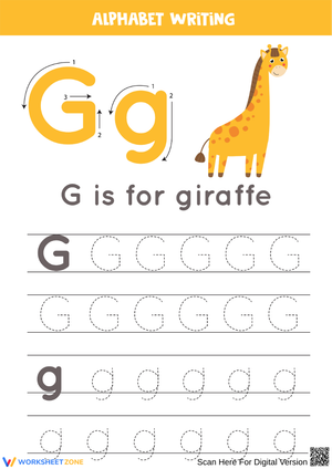 Alphabet Writing Worksheet – Gg for Giraffe