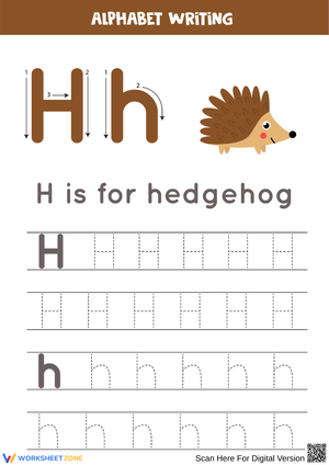 Letter H Tracing – H is for Hedgehog