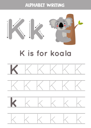 Letter K Tracing Worksheet | Printable Grade K English