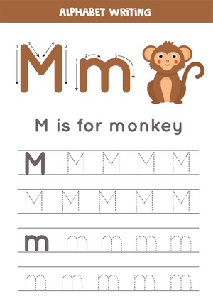 Letter M Tracing Printable | Grade K ELA Worksheet