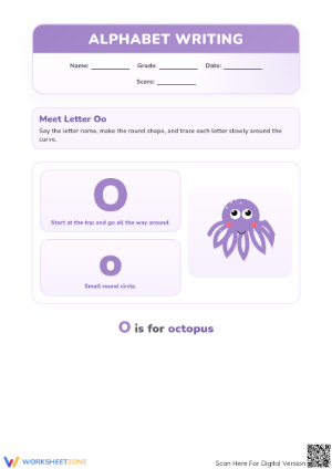 Printable Letter O Writing Worksheet — Grade K Essential