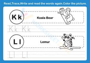 Read, trace, and write - Letters K & L