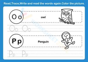 Read, trace, and write - Letters O & P