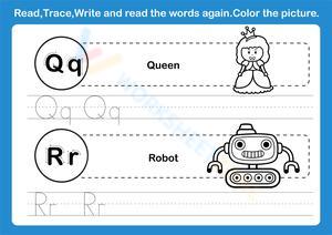 Grade K Letters Q & R — Printable No-Prep Worksheet