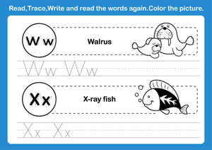 Printable Letters W & X Tracing Worksheet