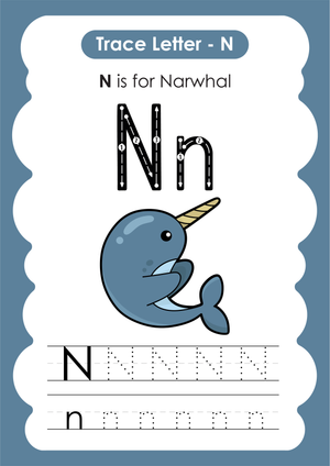 Letter N Tracing Printable Worksheet | Grade K ELA