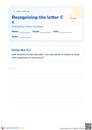 Essential Printable: Kindergarten Letter Cc Worksheet