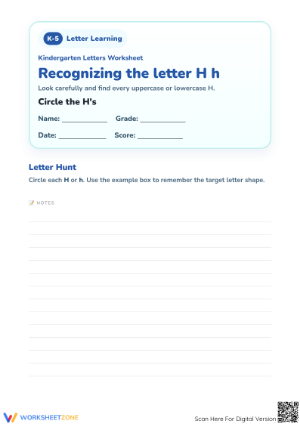 Essential Letter Hh Recognition Worksheet | Grade K-1 Ready