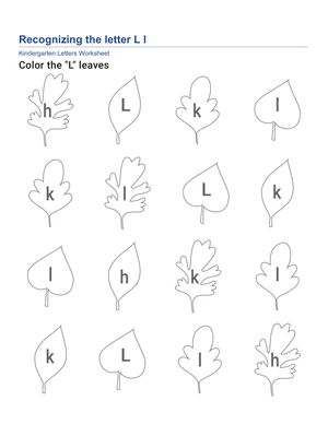 Letter L Recognition | Printable Kindergarten Worksheet
