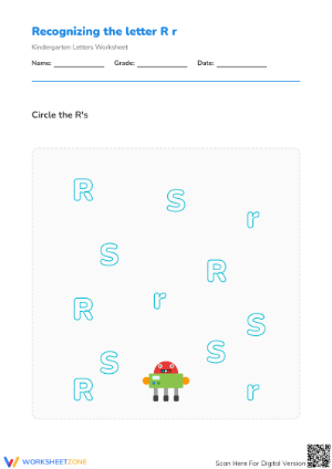 Letter R Recognition Printable Worksheet | Kindergarten