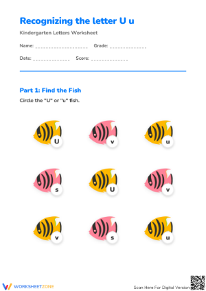 Essential Letter Uu Recognition Worksheet | Kindergarten