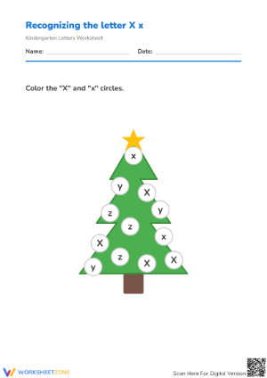Printable Letter X Recognition Worksheet | Kindergarten