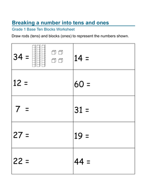 Practice Breaking Numbers: Worksheet