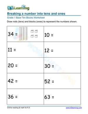 Worksheet for Breaking Numbers into Parts