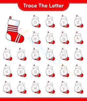 Trace the letter - Christmas sock theme