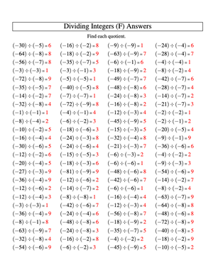 Dividing Integers Practice for Enhanced Skills
