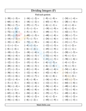 Dividing Integers Practice for Enhanced Skills
