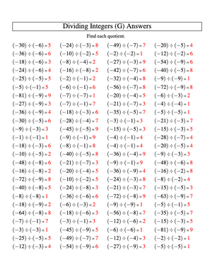 Effective Dividing Integers Learning Worksheet