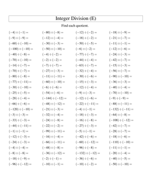 Reinforce Concepts of Dividing Integers