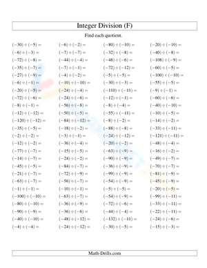 Test Your Knowledge by Dividing Integers
