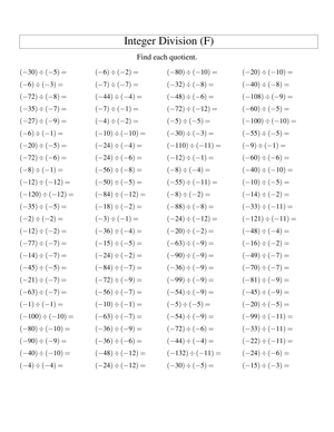 Test Your Knowledge by Dividing Integers