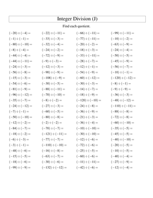 Reinforcing Concepts of Dividing Integers