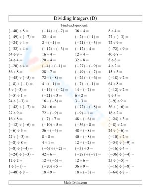 Practice Dividing Integers: Improve Your Math