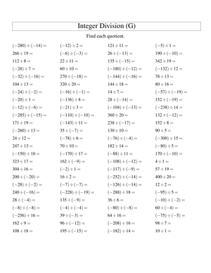 Dividing Integers: Practice for Math Proficiency