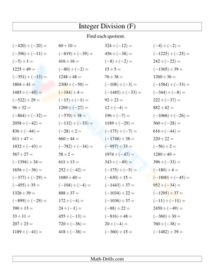 Enhance Concepts by Dividing Integers