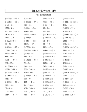 Enhance Concepts by Dividing Integers
