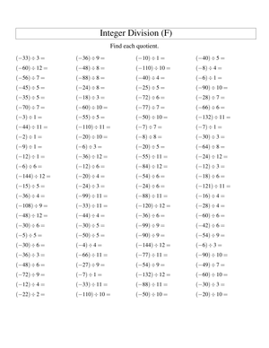 Dividing Integers: Improve Your Skills
