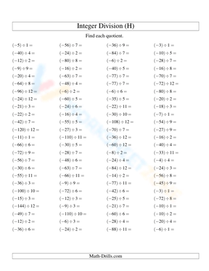 Math Practice: Dividing Integers