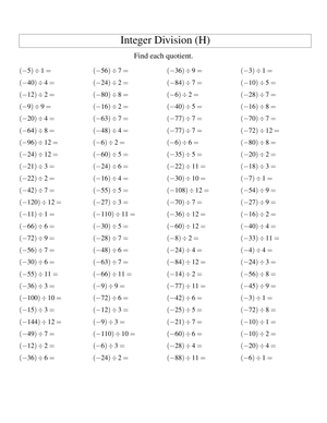 Math Practice: Dividing Integers
