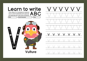 Letter V Tracing Worksheet | Printable Kindergarten ELA