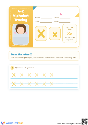 Letter X Tracing Worksheet | Essential Grade K Alphabet