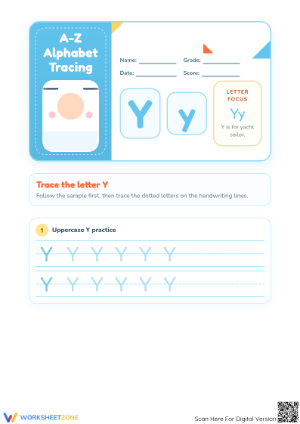 Printable Letter Y Tracing Worksheet | Grade K Essential