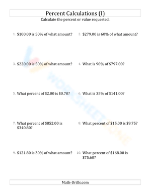 Mixed percent calculations
