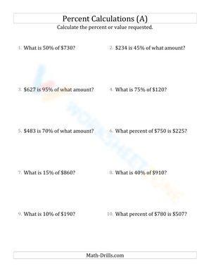 Mixed percent calculations
