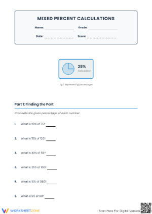 Essential Mixed Percent Worksheet | Grades 6-8 Math
