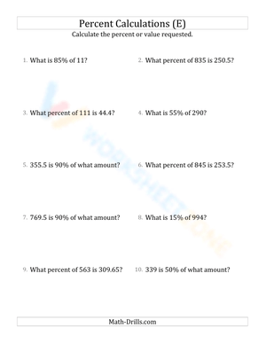 Mixed percent calculations