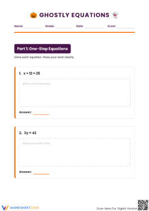 One-Step and Two-Step Equations Worksheet | Grade 7 Printable