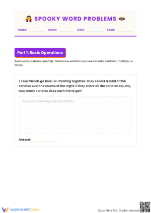 Essential Spooky Math Word Problems | Grades 5-8 Printable