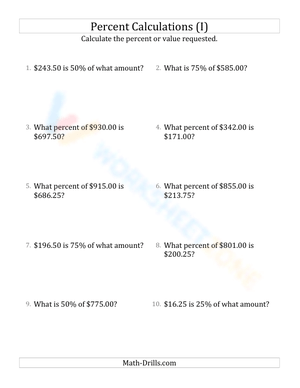 Mixed percent calculations