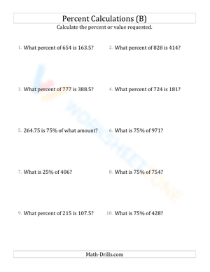 Mixed percent calculations