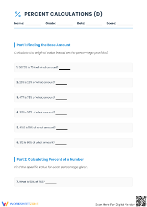 Essential Mixed Percent Calculations | Grade 6-8 Math