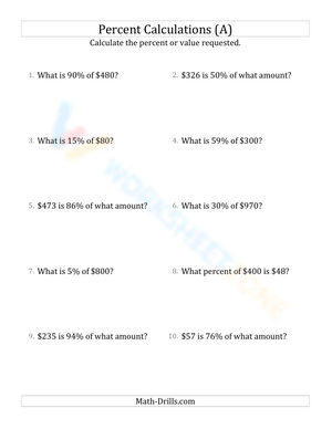 Mixed percent calculations