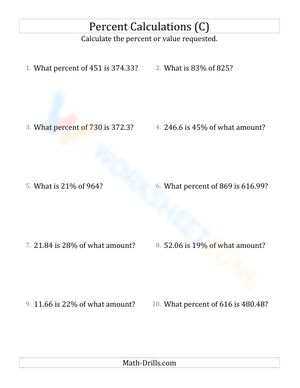 Mixed percent calculations