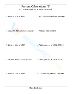 Mixed percent calculations
