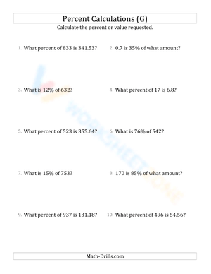 Mixed percent calculations